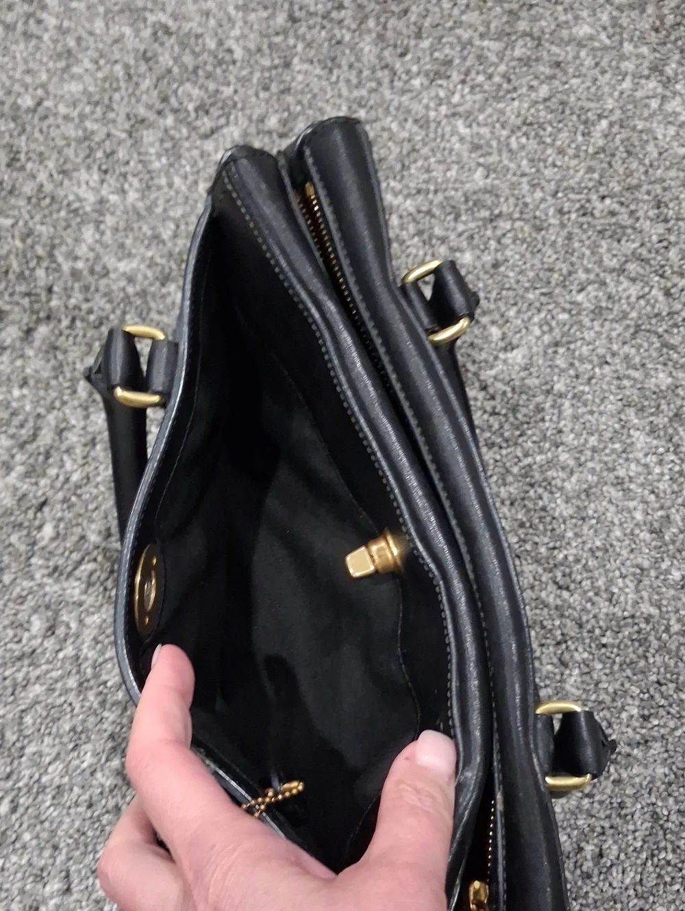 Coach Black Leather Satchel with Gold Hardware